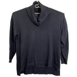 Verve Ami Womens Black Funnel Neck Tunic Sweater Hi Low Hem 1X Plus